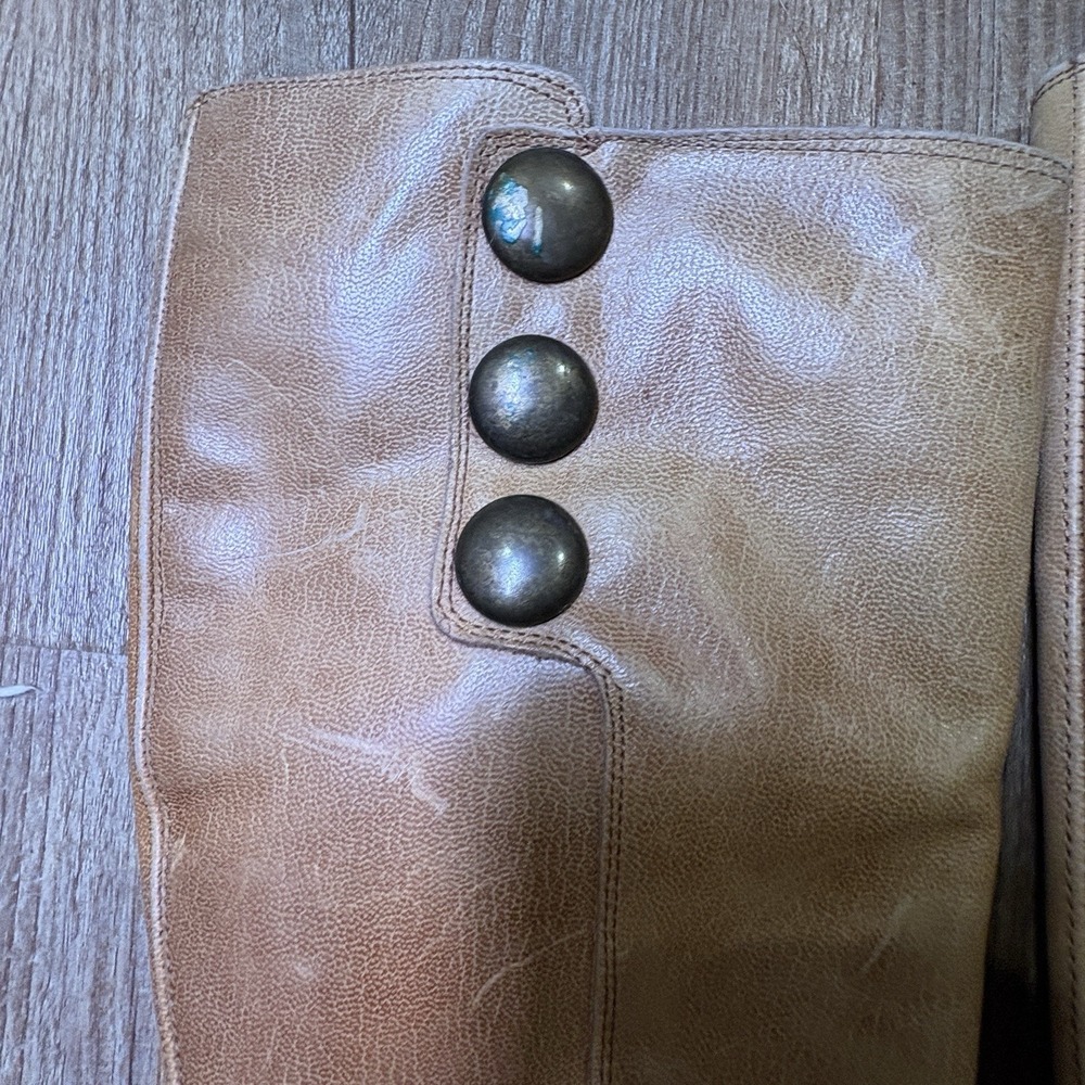 TOPSHOP SIZE 7.5 TAN LEATHER KNEE HIGH CUBAN HEEL BOOTS Made in Spain - Picture 7 of 11